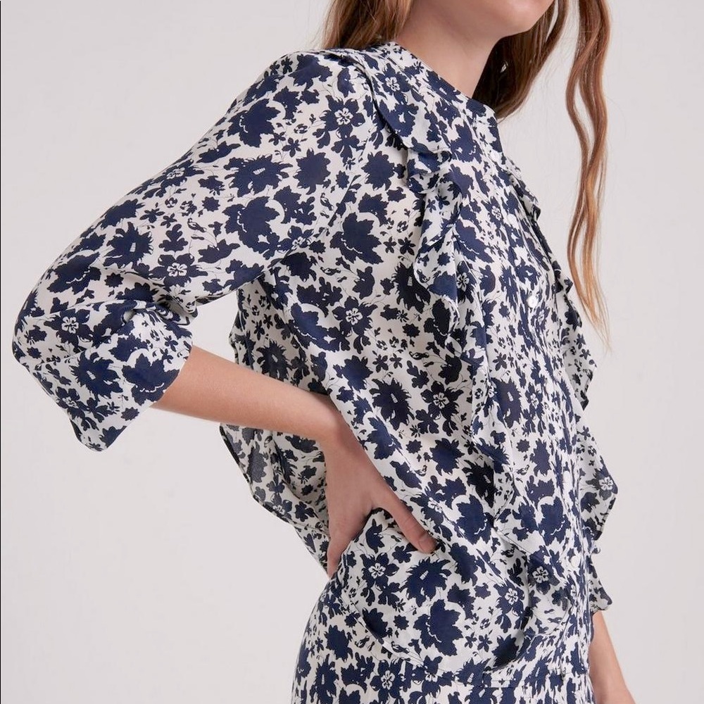NWT Lucky Brand Victoria Ruffle Blouse